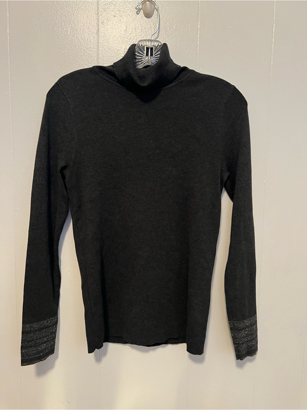 Chicos Dark Gray Turtleneck Sweater Size Small Layering Piece Winter Business